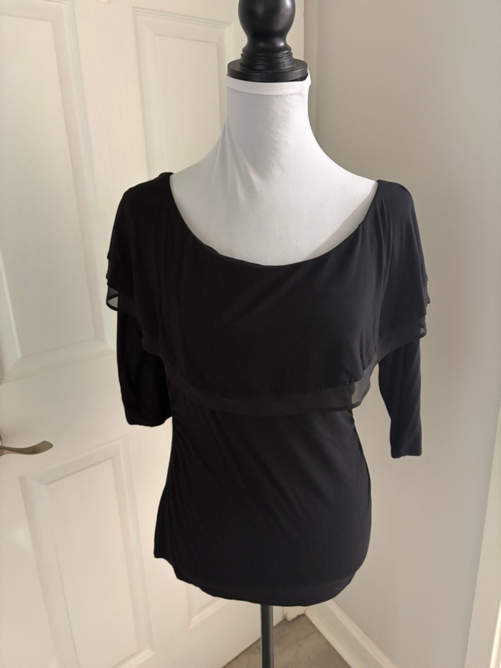 White House Black Market Black Scoop Neck Top